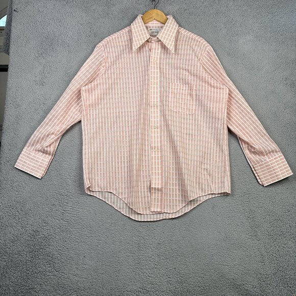 Vintage JC Penney Towncraft Penn Prest Shirt Dusty Pink Stripe Windowpane 70s - Picture 2 of 12